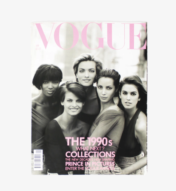 Vogue UK January 1990 published by The Conde Nast. Source: International Library of Fashion Research